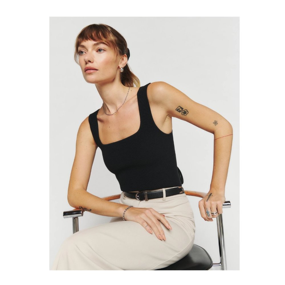 Reformation Julia Ribbed SweaterTank in Black
